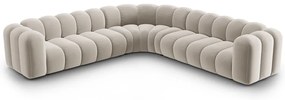 Кремав кадифен модулен ъглов диван Lupine – Micadoni