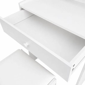 Тоалетка с LED огледало – табуретка, чекмедже, 2 рафта