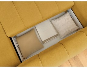 Сгъваем/с място за съхранение ъглов диван в цвят горчица (ляв ъгъл/U форма) Fuji – Bobochic Paris