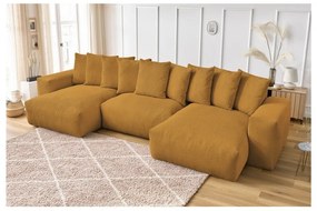 Ъглов диван от рипсено кадифе в цвят горчица Voltaire – Bobochic Paris