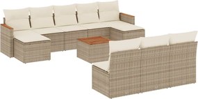 3258796 vidaXL Градински диван с възглавници, 11 части, бежов полиратан
