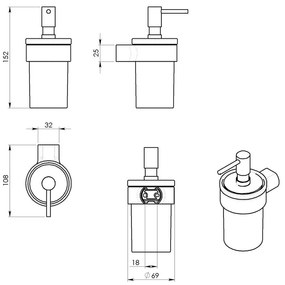 Бял/златен стенен стъклен диспенсер за сапун 110 ml Gedy Pirenei – Sapho
