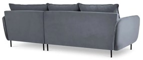 Ъглов диван от сиво кадифе , десен ъгъл Vienna - Cosmopolitan Design