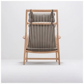 Фотьойл с масивна дъбова конструкция и седалка от сива биволска кожа Dedo - Gazzda