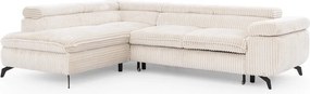 Кремав ъглов диван от рипсено кадифе (ляв ъгъл L форма) Marbeya – Ropez