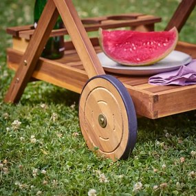 Количка за сервиране, изработена от акациева дървесина, с подвижна табла