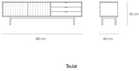 Сива/естествена маса за телевизор от декор от дъб 180x52 cm Sierra – Teulat