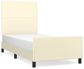 3125435 vidaXL Рамка за легло с табла, кремава, 100x200 см, изкуствена кожа