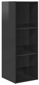 805488 vidaXL ТВ шкаф за стенен монтаж сив гланц 37x37x107 см инженерно дърво