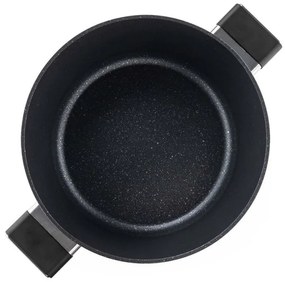 Тенджера Luigi Ferrero Regina FR-2840, 28x12.5 см, 6.5 л, Незалепващо мраморно покритие, Стъклен капак с отвор за пара, Индукция, Черен
