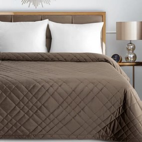 Елегантна кадифена покривка за легло с геометрични шевове - кафява Ширина: 220 см | Дължина: 240 см