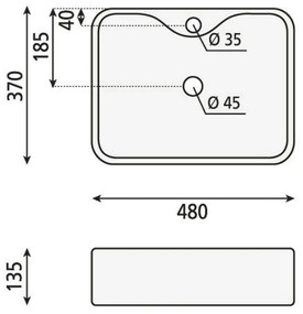 Бял керамичен умивалник , 48 x 37 cm Balena - Sapho