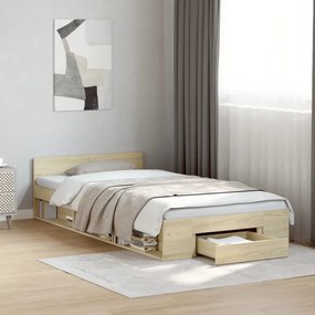 3280799 vidaXL Рамка за легло с чекмедже дъб сонома 90x200 см инженерно дърво