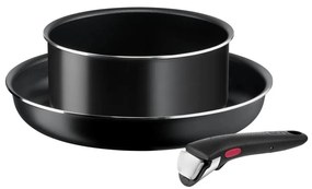 Tefal - Комплект съдове 3 ч. INGENIO EASY COOK & CLEAN BLACK