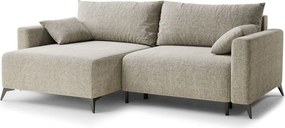 Бежов шенилов сгъваем/с място за съхранение ъглов диван (ляв ъгъл) Leon – Maison de Rêve