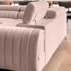 Розов сгъваем/с място за съхранение ъглов диван (ляв ъгъл/U форма) Louis – ELTAP