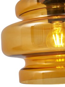 Ретро висяща лампа черна с оранжево стъкло - Denise