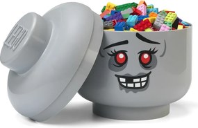 Сива пластмасова детска кутия за съхранение ø 24x27 cm Head Zombie L – LEGO®
