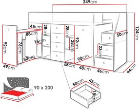 Многофункционално легло Smart III-Right-Leuko
