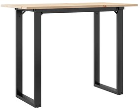 3282675 vidaXL Трапезна маса О-образна рамка 100x50x75 см бор масив и стомана