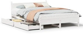3309771 vidaXL Рамка за легло без матрак, бял, 140x200 см, бор масив
