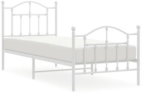 353497 vidaXL Метална рамка за легло с горна и долна табла, бяла, 80x200 см