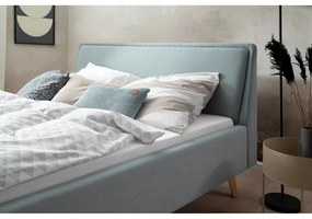 Синьо-сиво тапицирано двойно легло с място за съхранение и решетка 180x200 cm Frieda - Meise Möbel