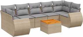 3257249 vidaXL Градински диван с възглавници, 8 части, бежов полиратан
