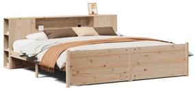 3322443 vidaXL Легло с етажерка за книги, без матрак, 180x200 см, бор масив