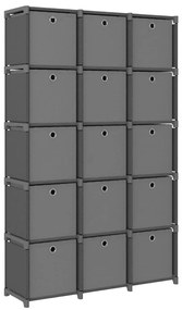 322621 vidaXL Органайзер с 15 отделения с кутии, сив, 103x30x175,5 см, плат