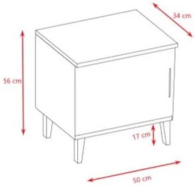 Нощно шкафче Kubi - сиво