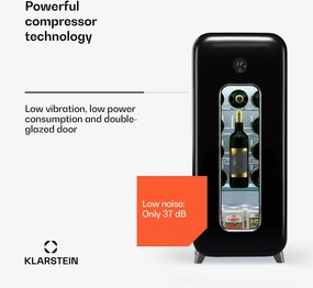 Klarstein Shirley 15 Uno. охладител за вино, 15 бутилки, 5 - 20 °C, сензорно управление, ретро