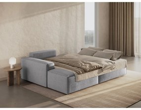 Светлосив разтегателен ъглов диван от букле (ляв ъгъл) Jodie – Micadoni Home