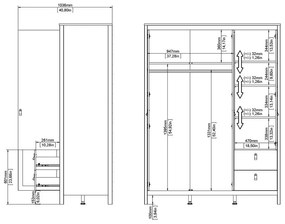Бял гардероб с огледало 150x199x58 cm Madrid – Tvilum