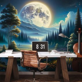 Тапет – Вълшебен нощен пейзаж с луна