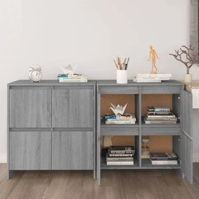 3098095 vidaXL Бюфети, 2 бр, сив сонома, 70x41x75 см, инженерно дърво