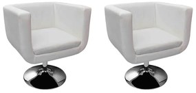 160439 vidaXL Бар столове, 2 бр, бели, изкуствена кожа