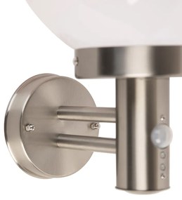 Външна стенна лампа стомана неръждаема стомана IP44 с детектор за движение - Sfera