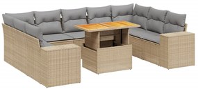 3272781 vidaXL Градински диван с възглавници, 10 части, бежов полиратан