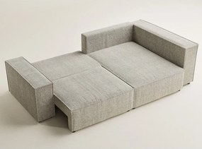 Бежов шенилов сгъваем/с място за съхранение ъглов диван (десен ъгъл/L форма) Tonga – Maison de Rêve