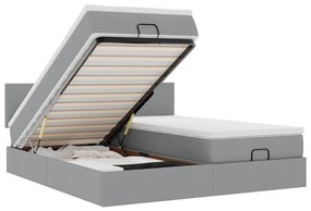 3312815 vidaXL Османска легло с матраци и LED, светлосиво, 160x200 см, плат