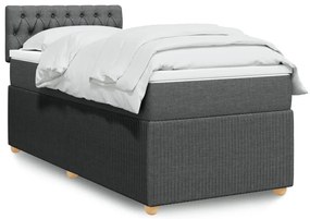 3289647 vidaXL Боксспринг легло с матрак, тъмносиво, 90x200 см, плат