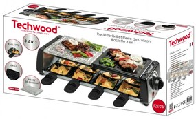 Раклет и грил Techwood TRGP-896, 1200W, Термостат, 8 мини раклета, Двойна защита, Черен