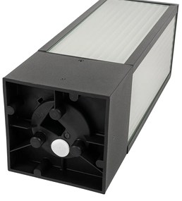 Стойка за външна лампа черна с релефно стъкло 40 см IP44 - Charlois