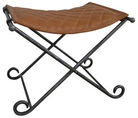 Foot-of-bed Bench DKD Home Decor Черен Метал Кафяв Кожа Алуминий (53 x 45 x 44 cm)