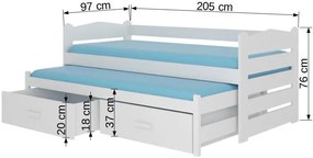 Бебешко легло Camaro-200 x 90-Without protector-Fusiko anoixto-White