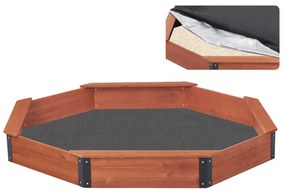 GINGER HOME Дървен пясъчник с покривало OSTRAGON 119х119х23 см.