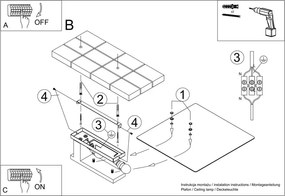 Бяла лампа за таван със стъклен абажур 40x47,5 cm Parola - Sollux
