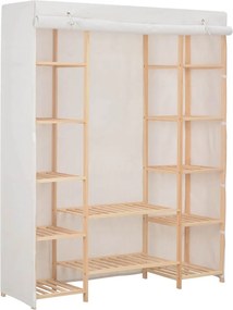 248196 vidaXL Гардероб, бял, 135x40x170 см, текстил