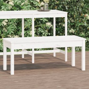 824005 vidaXL Градинска пейка, бяла, 109x44x45 см, борово дърво масив